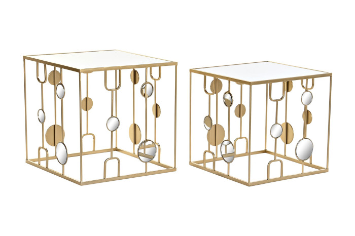 MESITA AUXILIAR SET 2 METAL ESPEJO 50X50X50 MATE