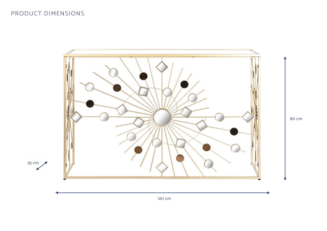 recibidor metal crsital dorado 120x35x80 cm - Imagen 5
