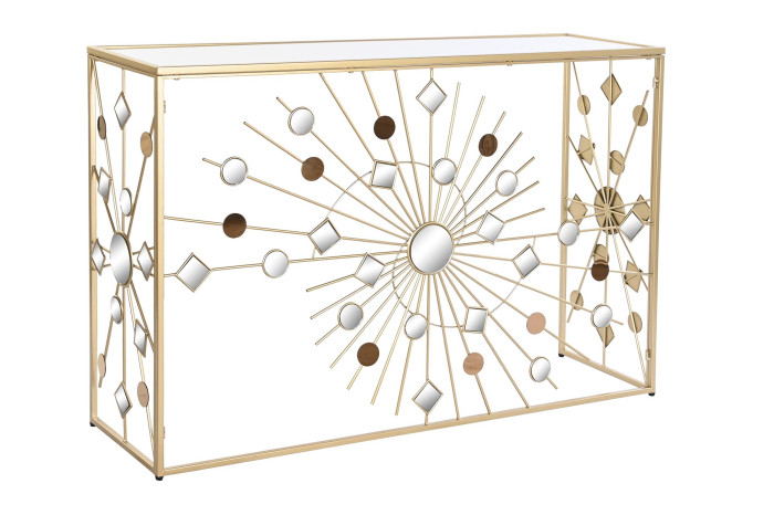 recibidor metal crsital dorado 120x35x80 cm