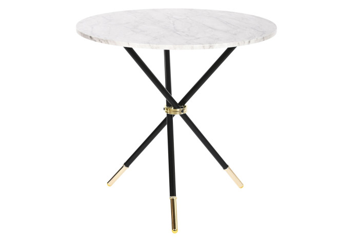 Mesa de Comedor Redonda efecto mármol y Metal 80x80x76