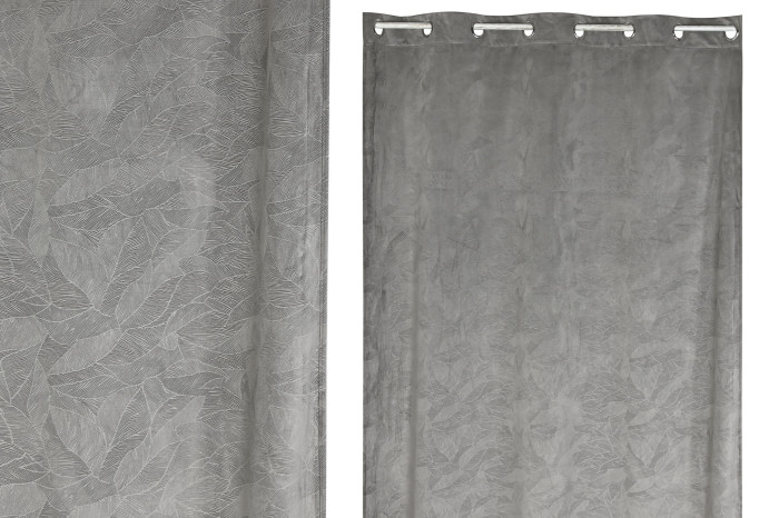 Cortinas Salon Terciopelo gris con hojas 140×260 cm