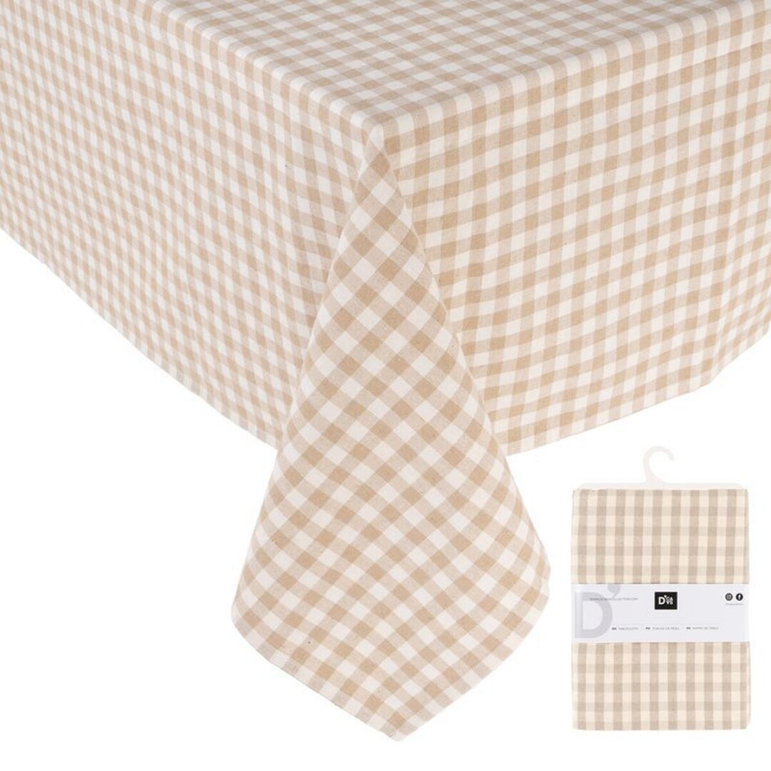 mantel algodon cuadros beige