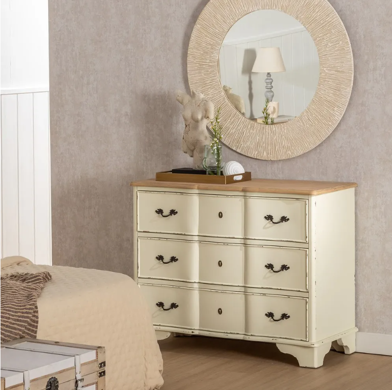 cómoda natural - crema madera 100x45x80 cm