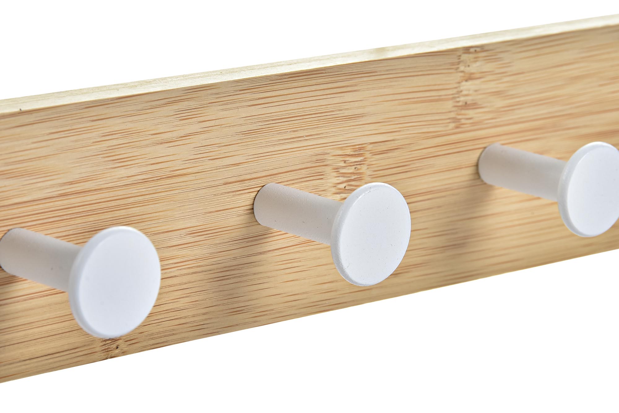 perchero de puerta bambu metal blanco 38x5x25cm - Imagen 2