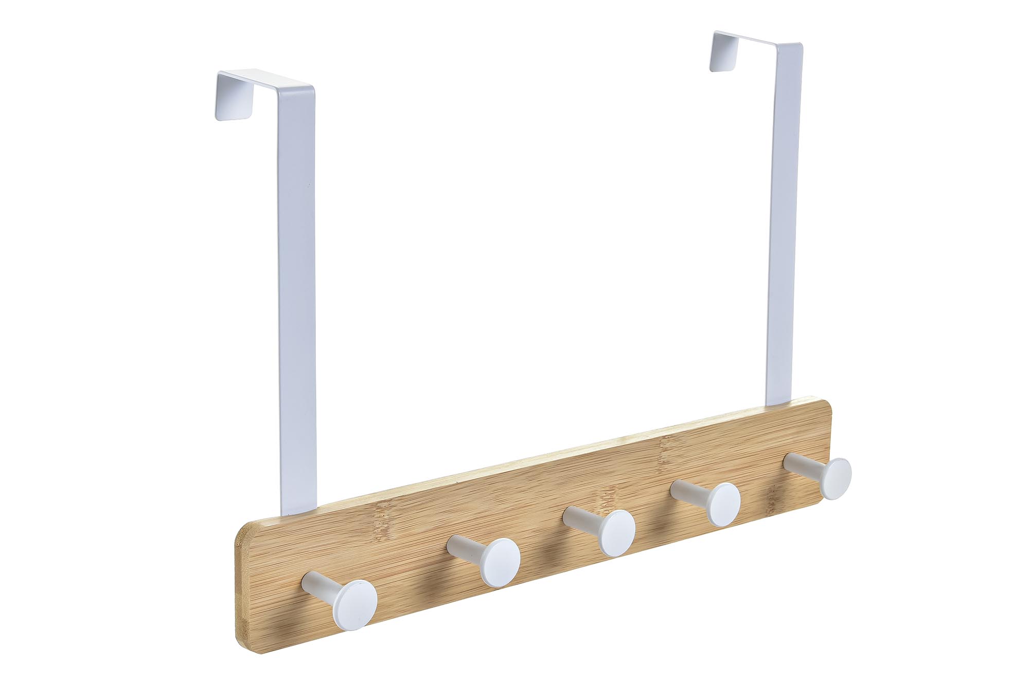 perchero de puerta bambu metal blanco 38x5x25cm - Imagen 3