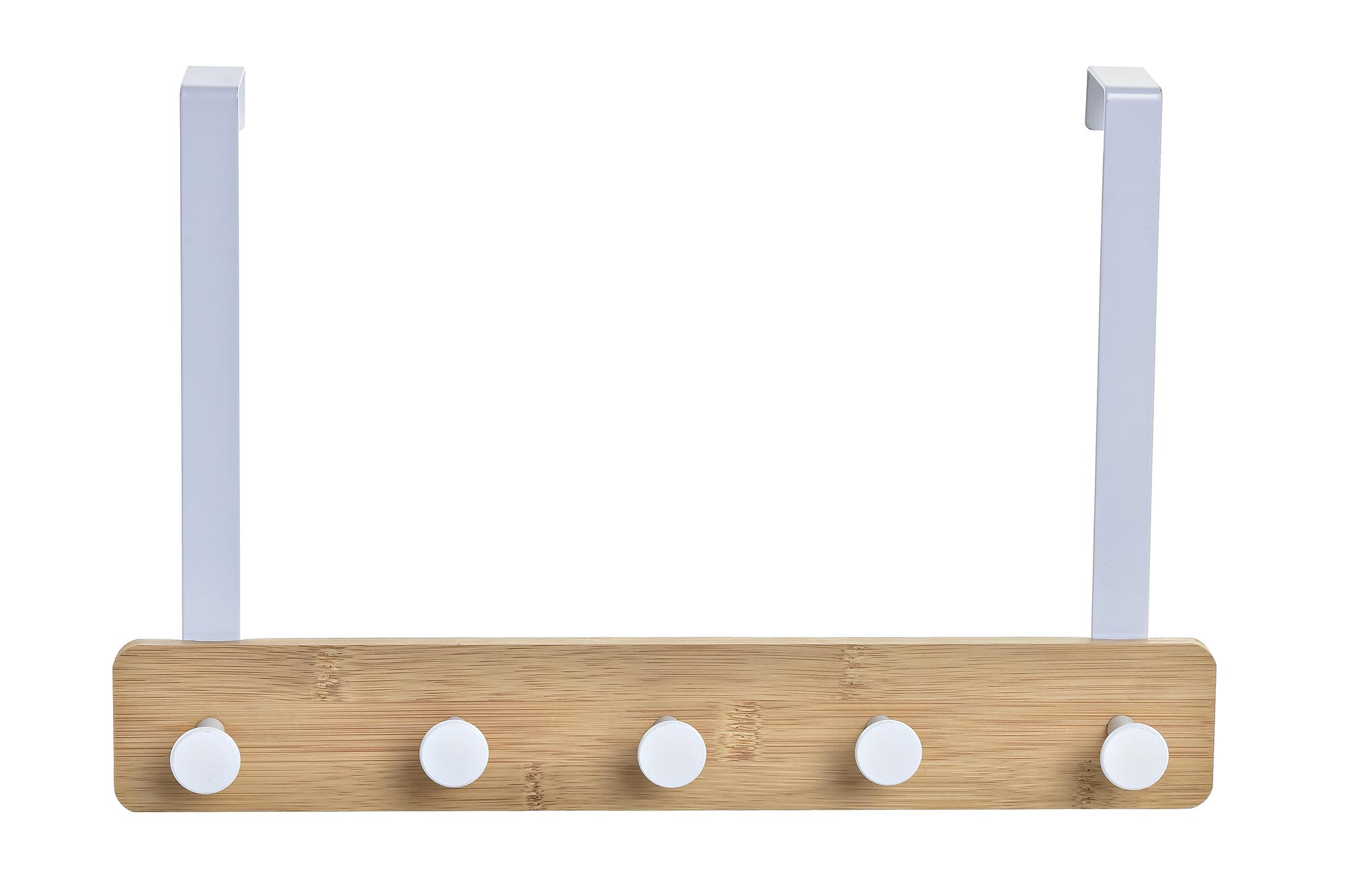 perchero de puerta bambu metal blanco 38x5x25cm