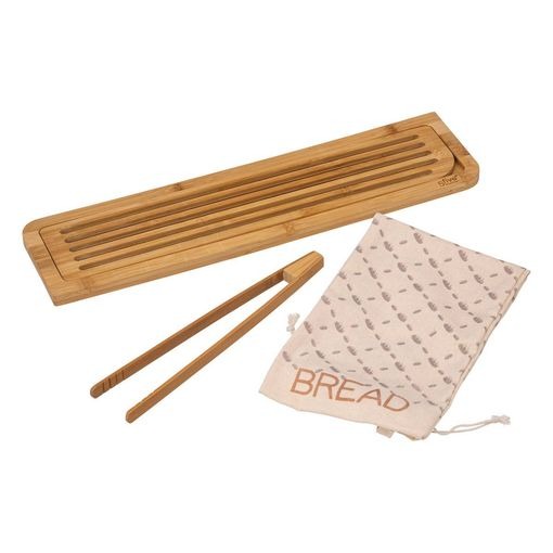 Tabla Para Cortar Pan Con Accesorios De Bambú 50x13cm