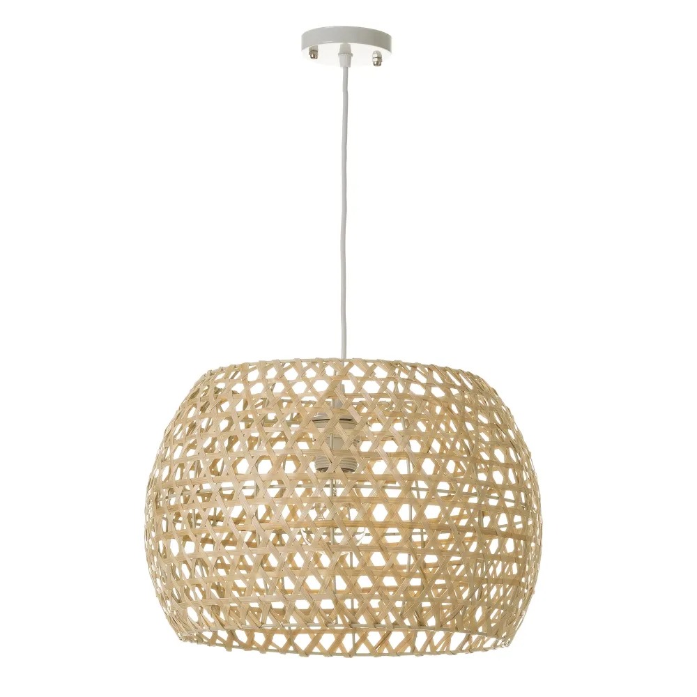 lampara de techo metal bambu 35x35x23cm