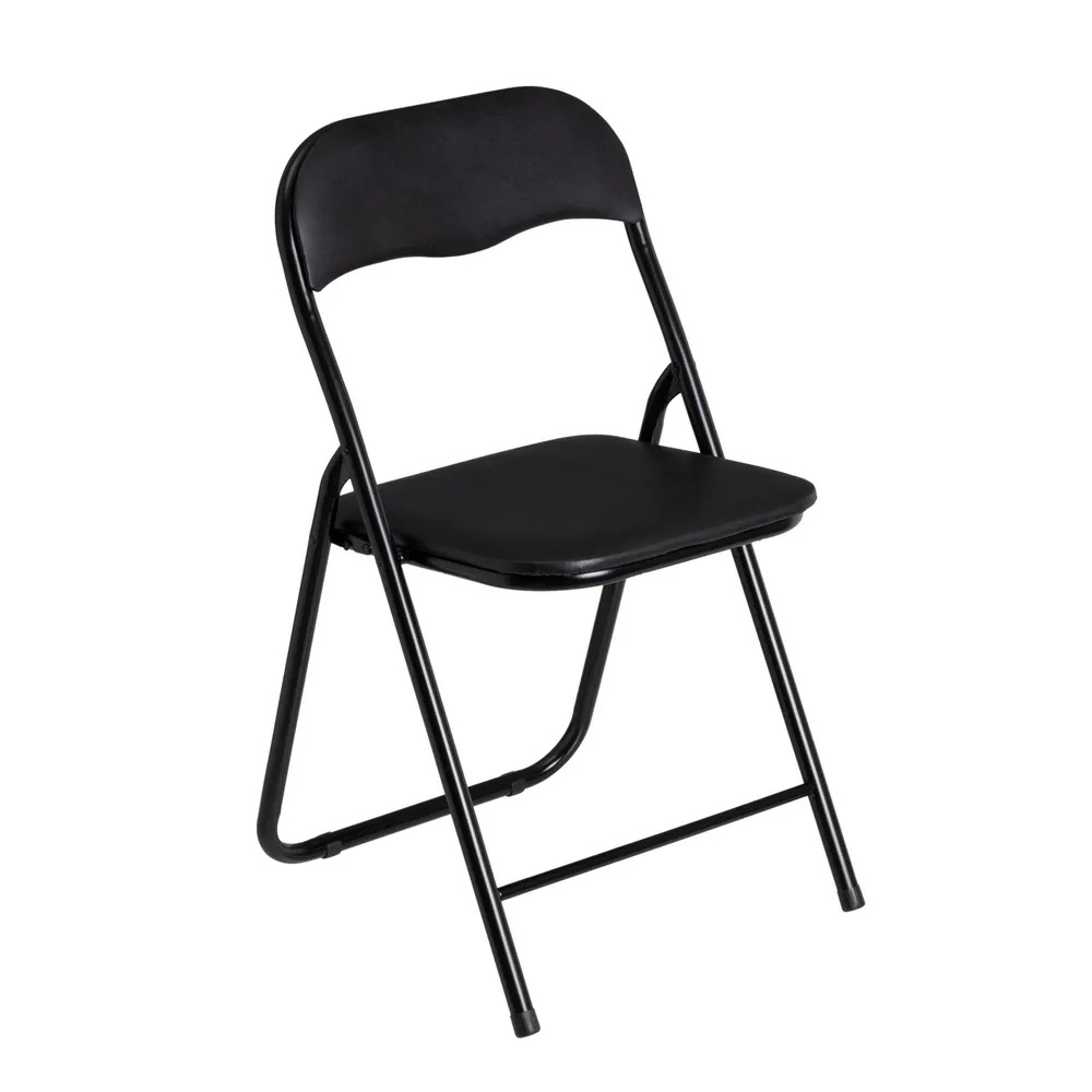 silla plegable metal pvc negro 44x47x79cm