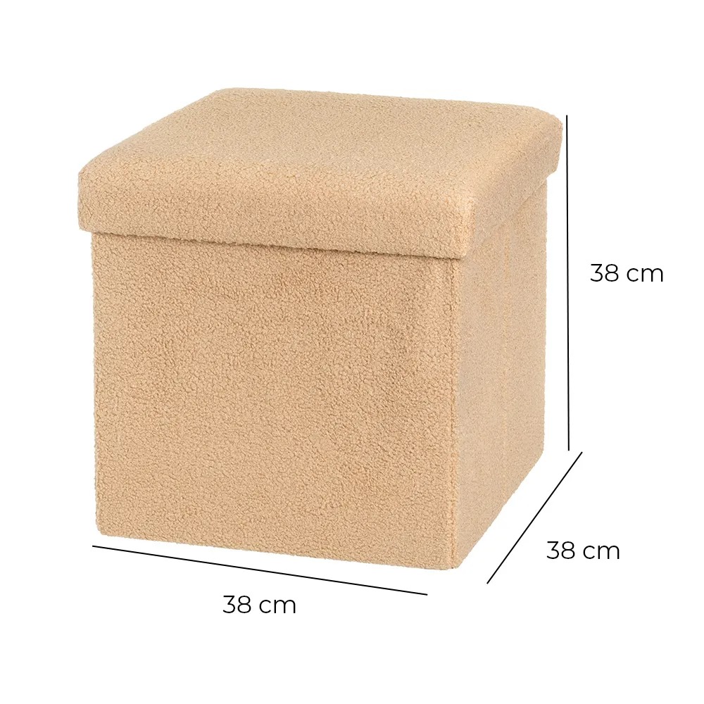 puf arcon plegable boucle beige 38x38x38cm - Imagen 3