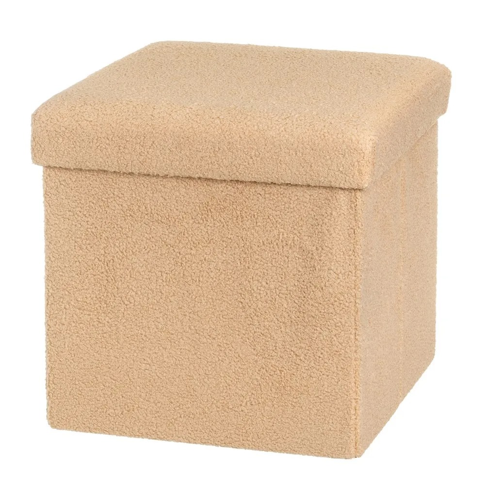 puf arcon plegable boucle beige 38x38x38cm