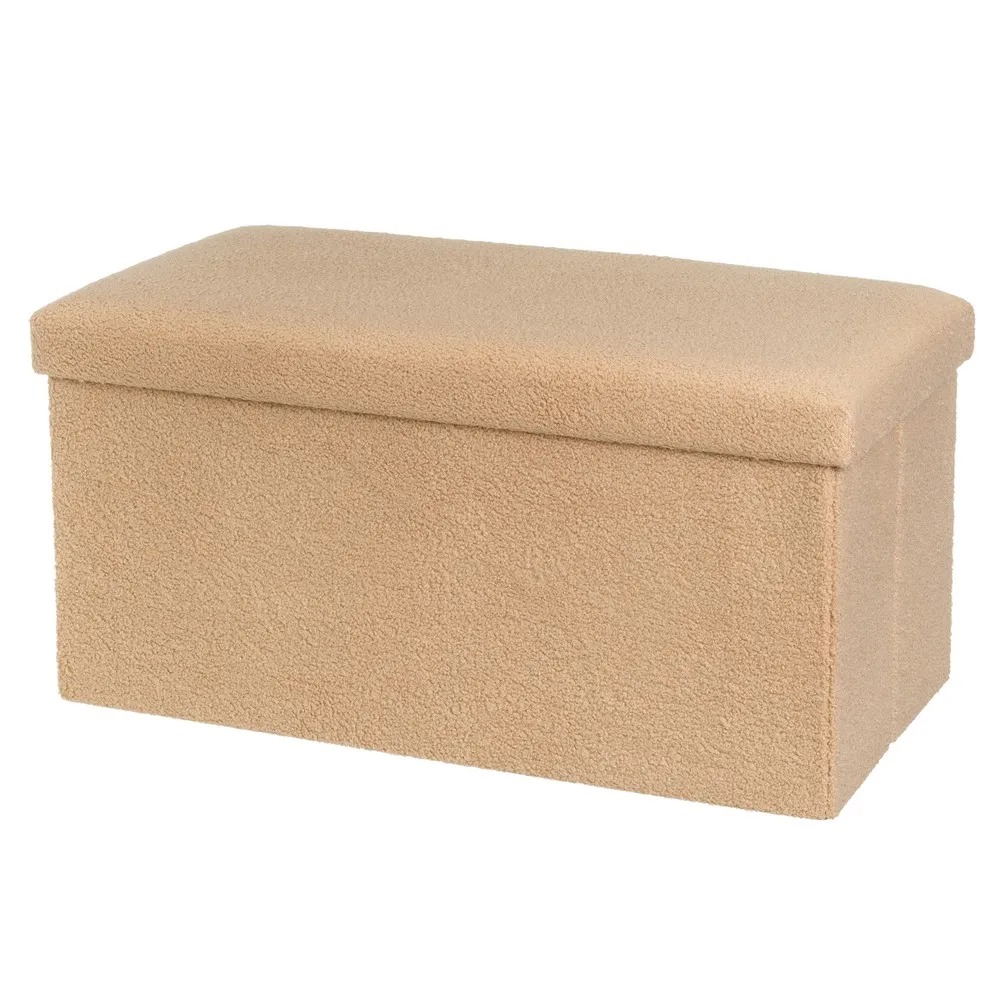 puf arcon plegable boucle beige 76x38x38cm