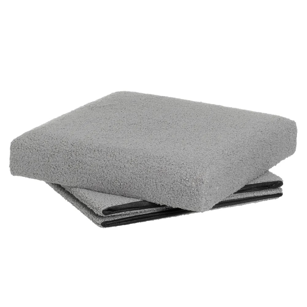 puf arcon plegable boucle gris 38x38x38cm - Imagen 2