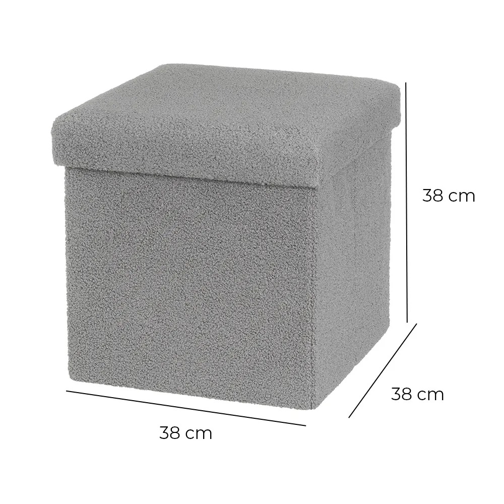 puf arcon plegable boucle gris 38x38x38cm - Imagen 4