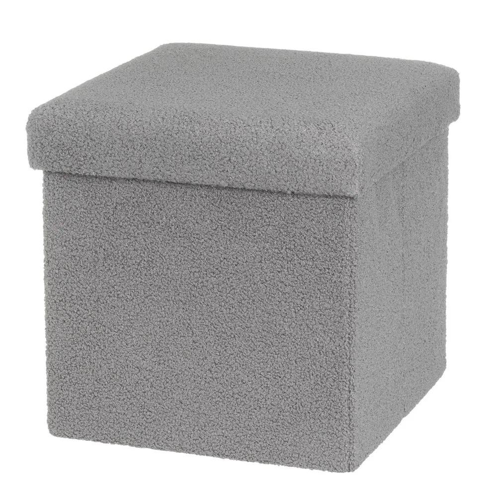 puf arcon plegable boucle gris 38x38x38cm