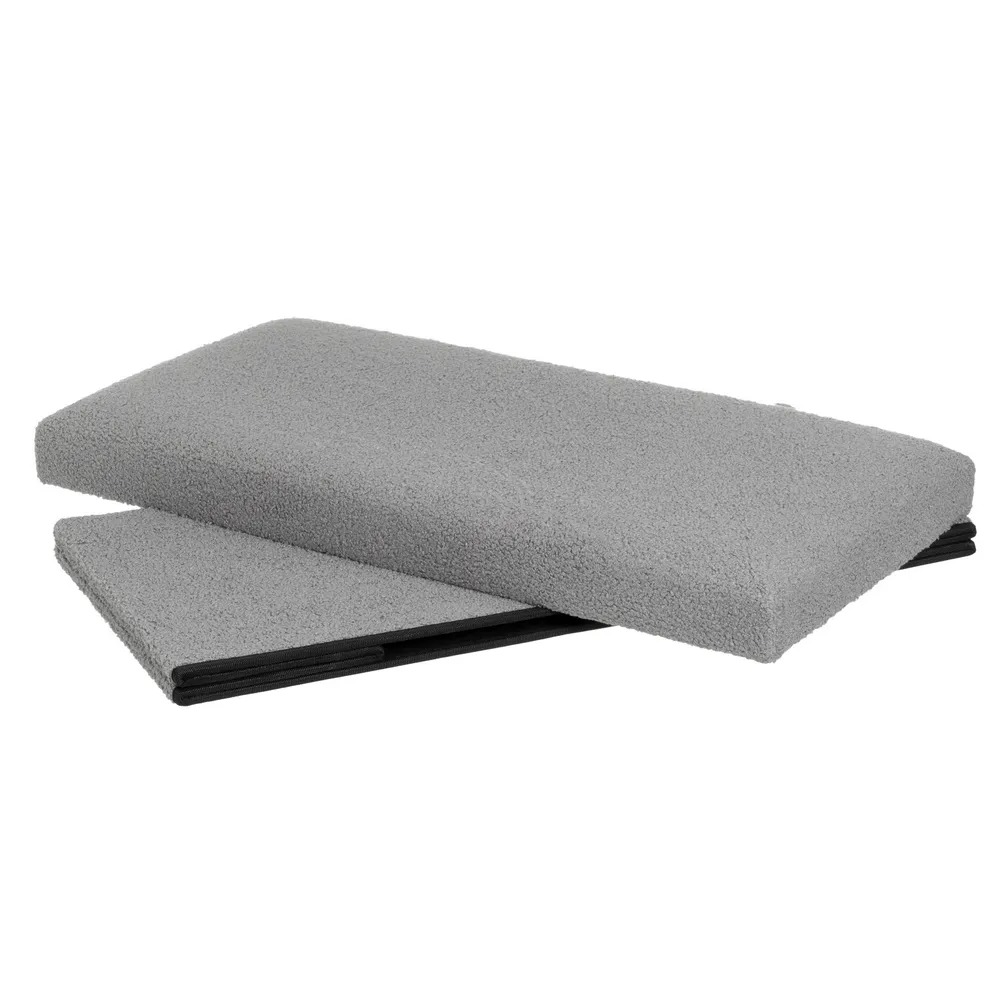 puf arcon plegable boucle gris 76x38x38cm - Imagen 2
