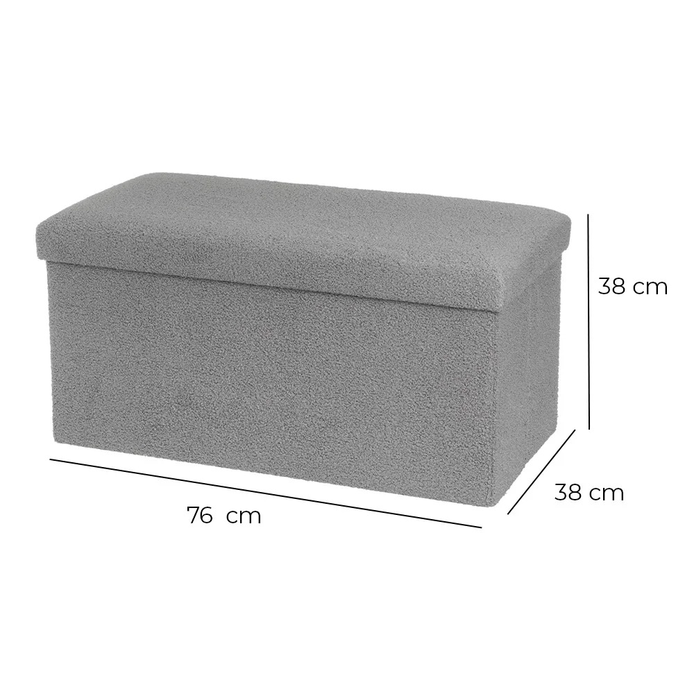 puf arcon plegable boucle gris 76x38x38cm - Imagen 4
