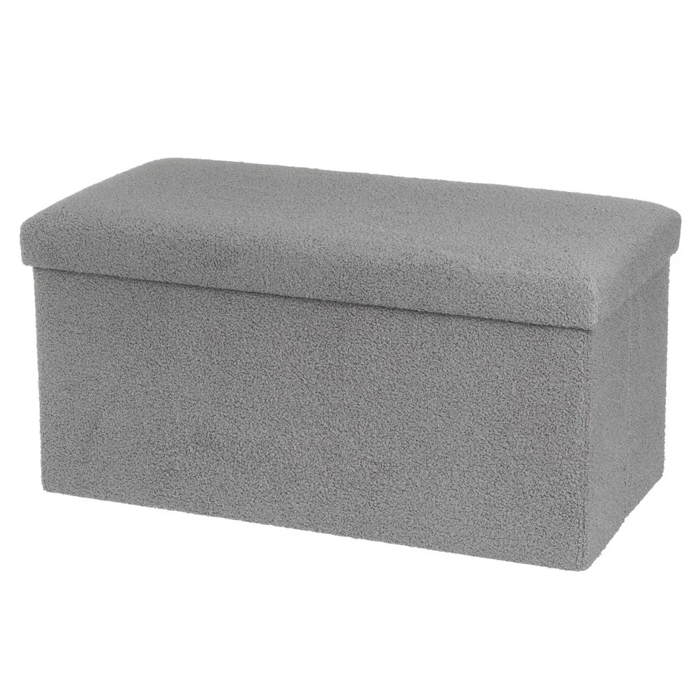 puf arcon plegable boucle gris 76x38x38cm