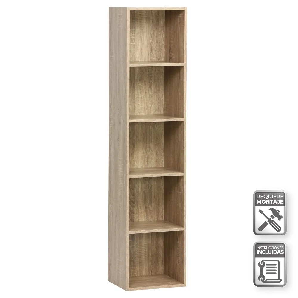 estanteria 5 baldas pb natural 30x24x132cm