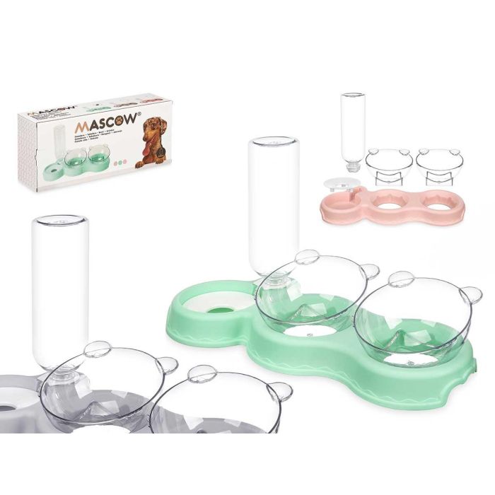 Comedero y bebedero para mascotas Mascow, plástico, 38x23x16 cm, 500 ml,