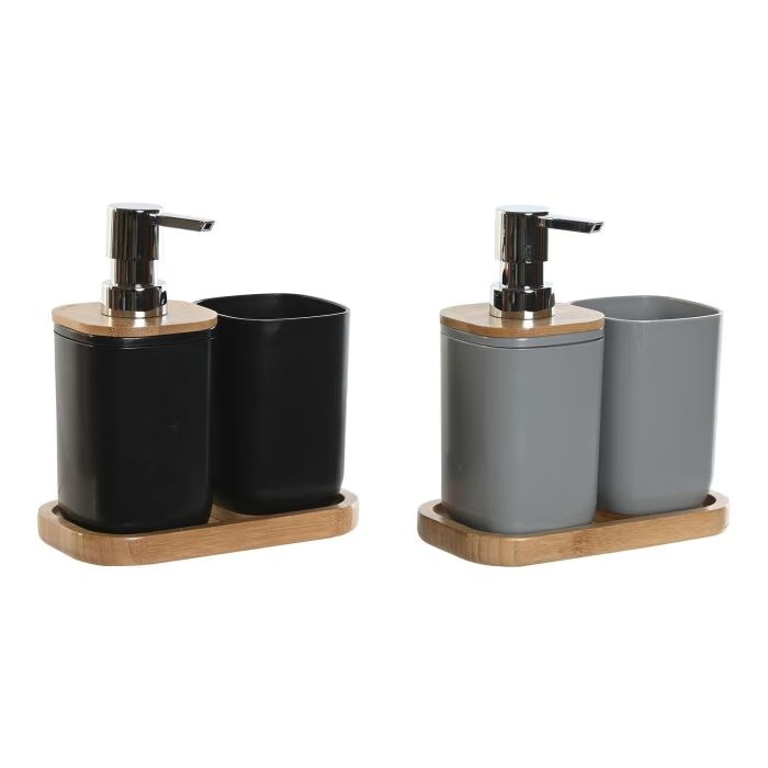Baño Basicos Decor Gris Negro 8.9 x 17 x 16.3 cm Set de 3