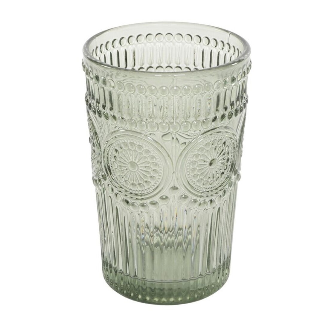6 VASOS CRISTAL GRABADO 400ML VERDE AGUA
