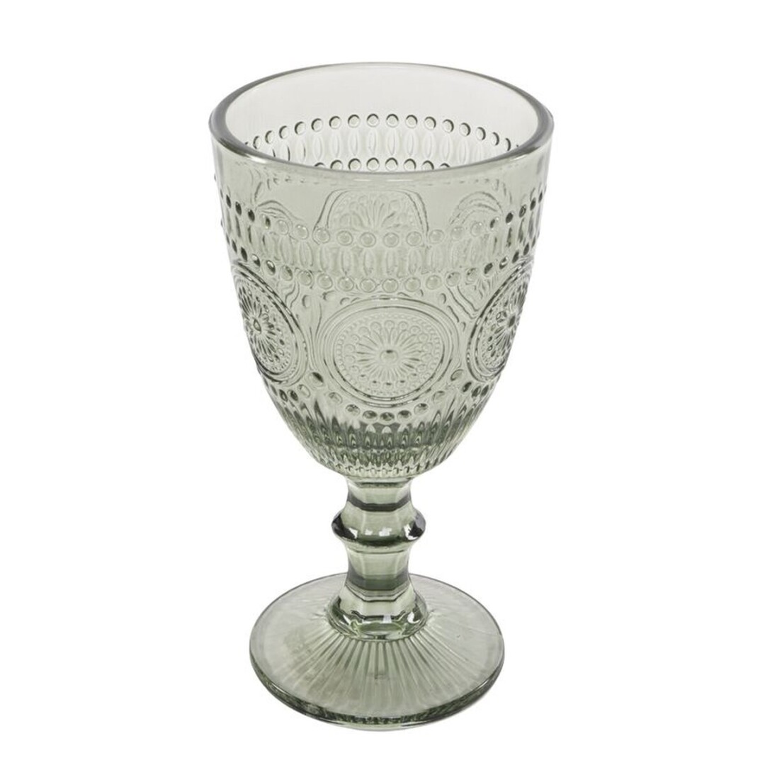 6 COPAS CRISTAL GRABADO 300ML VERDE AGUA