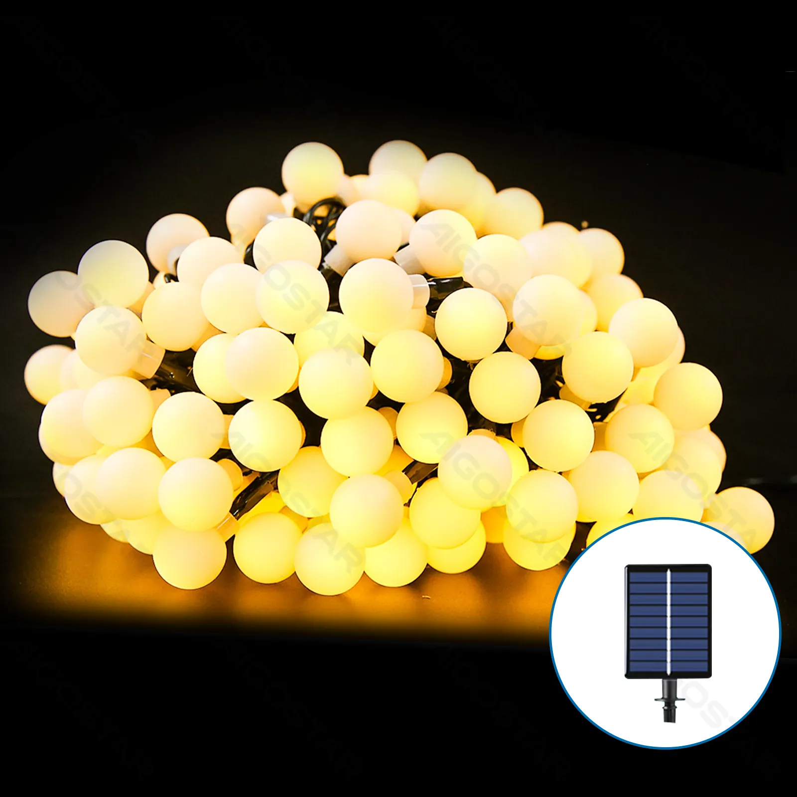Guirnalda de luces solares con forma de leche, color blanco cálido, 2 m + 10 m