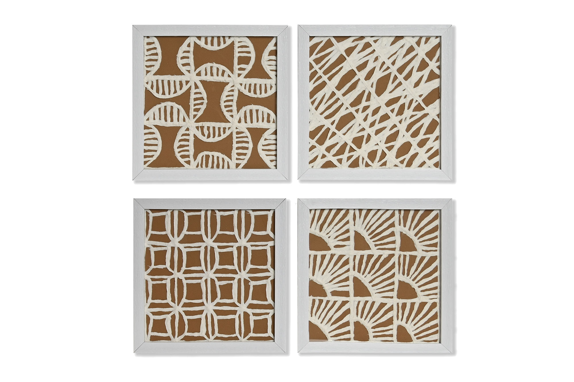 pack de 4 cuadros papel mache enmarcado con cristal