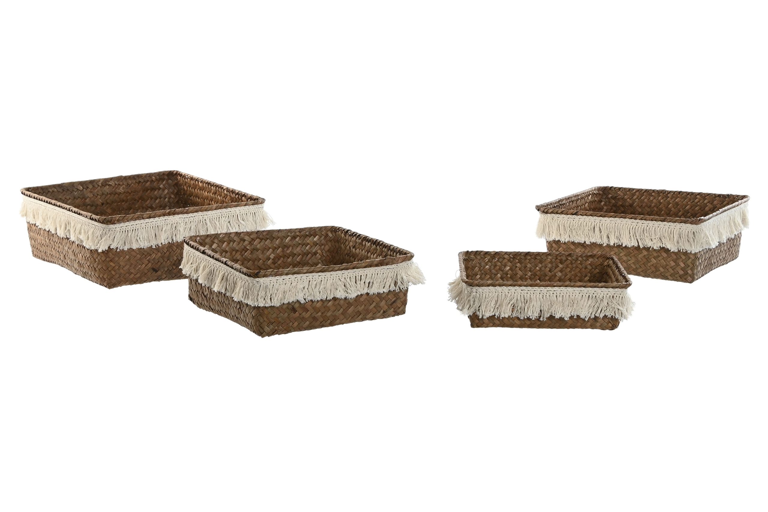 pack de 4 cesta fibra decape natural 26x26x10cm - Imagen 4