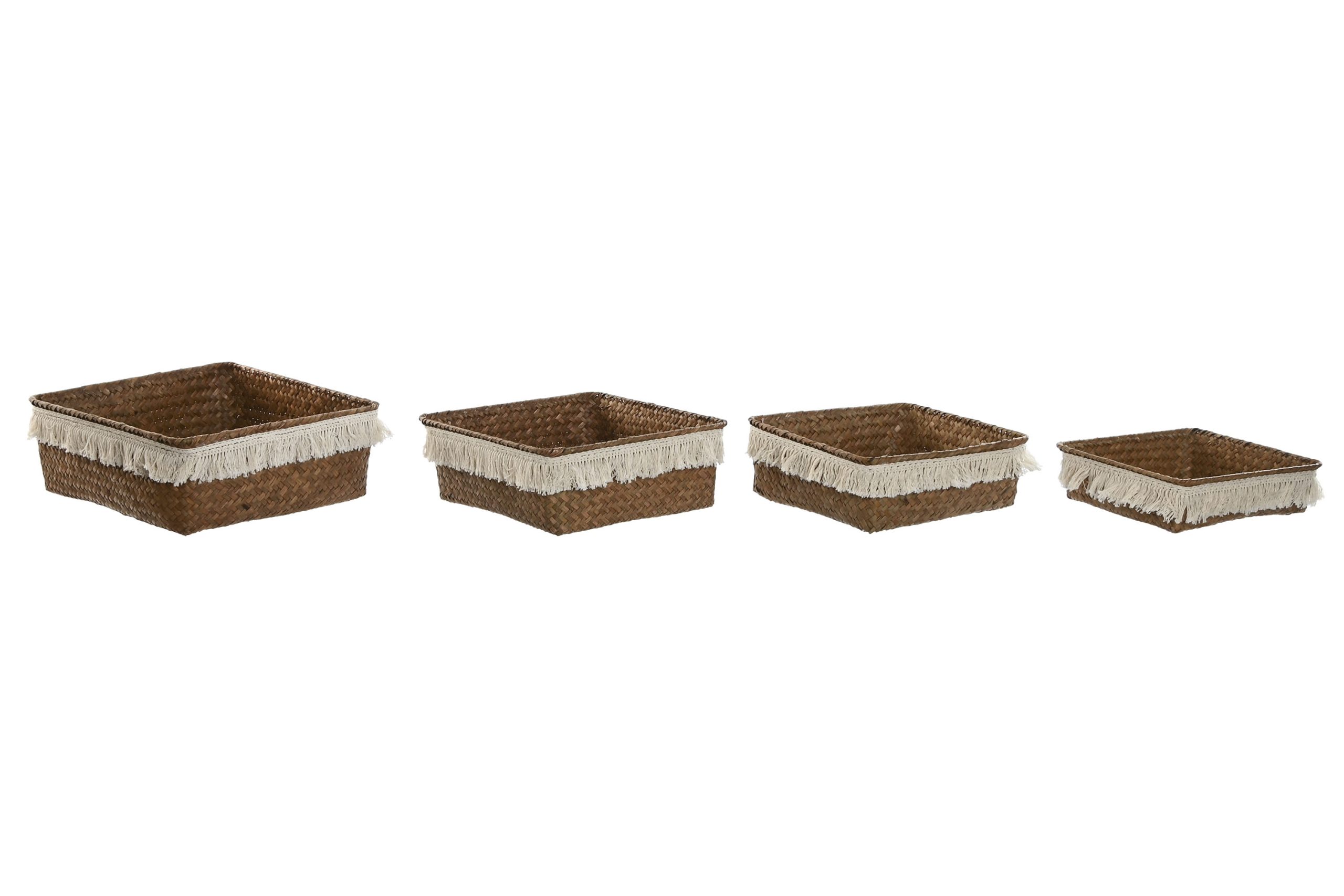 pack de 4 cesta fibra decape natural 26x26x10cm