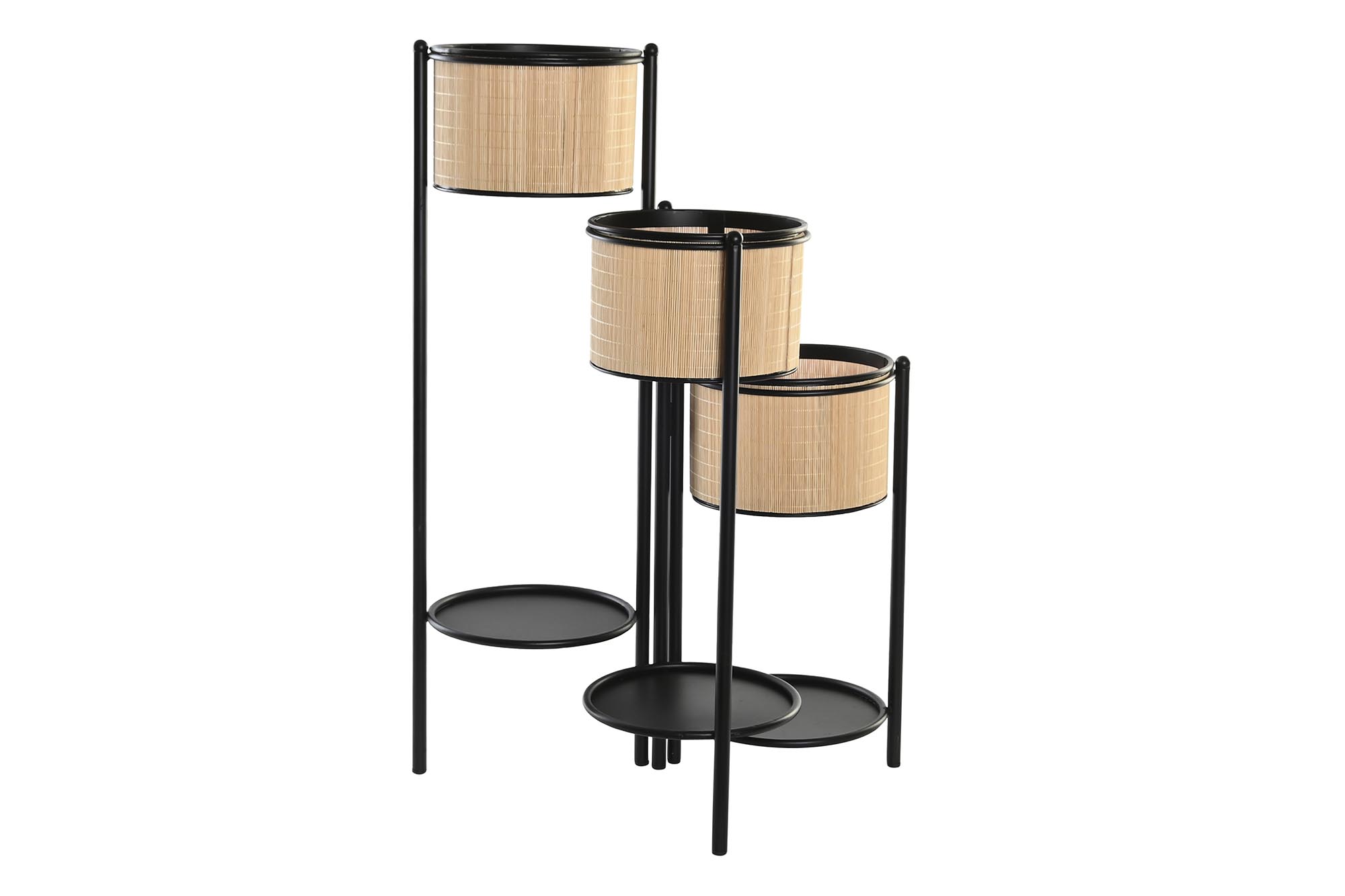 macetero bambu metal x3 macetas 40x40x70cm