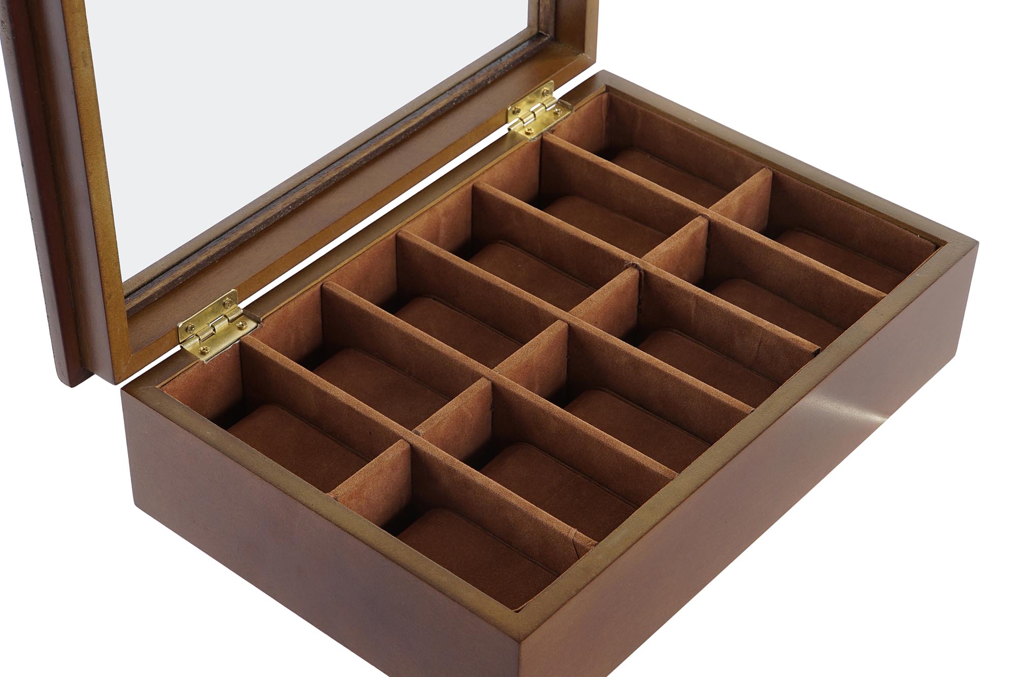 relojero mdf terciopelo marron para 12 reloj - Imagen 4