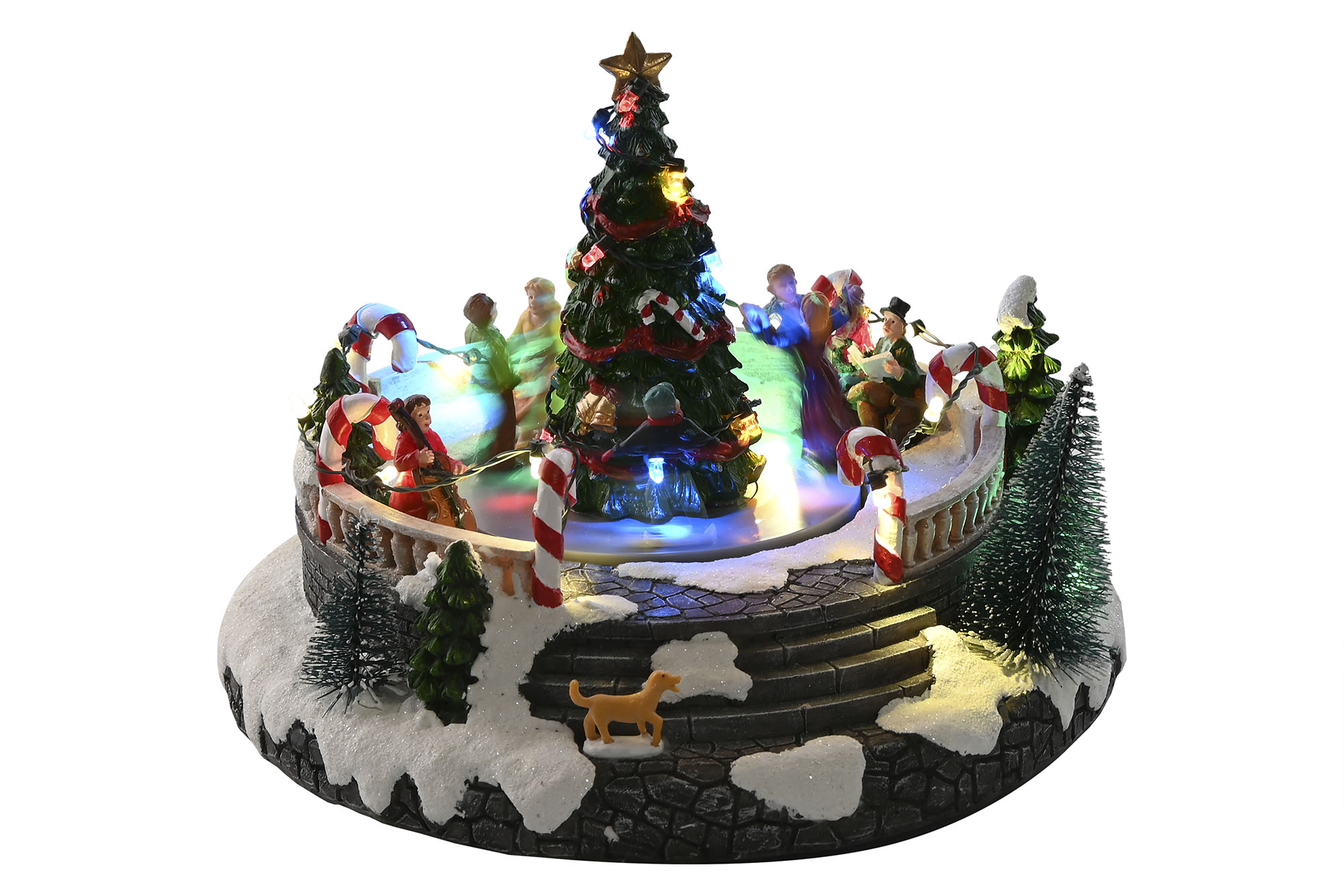arbol led resina movimiento musical 25x24x18cm