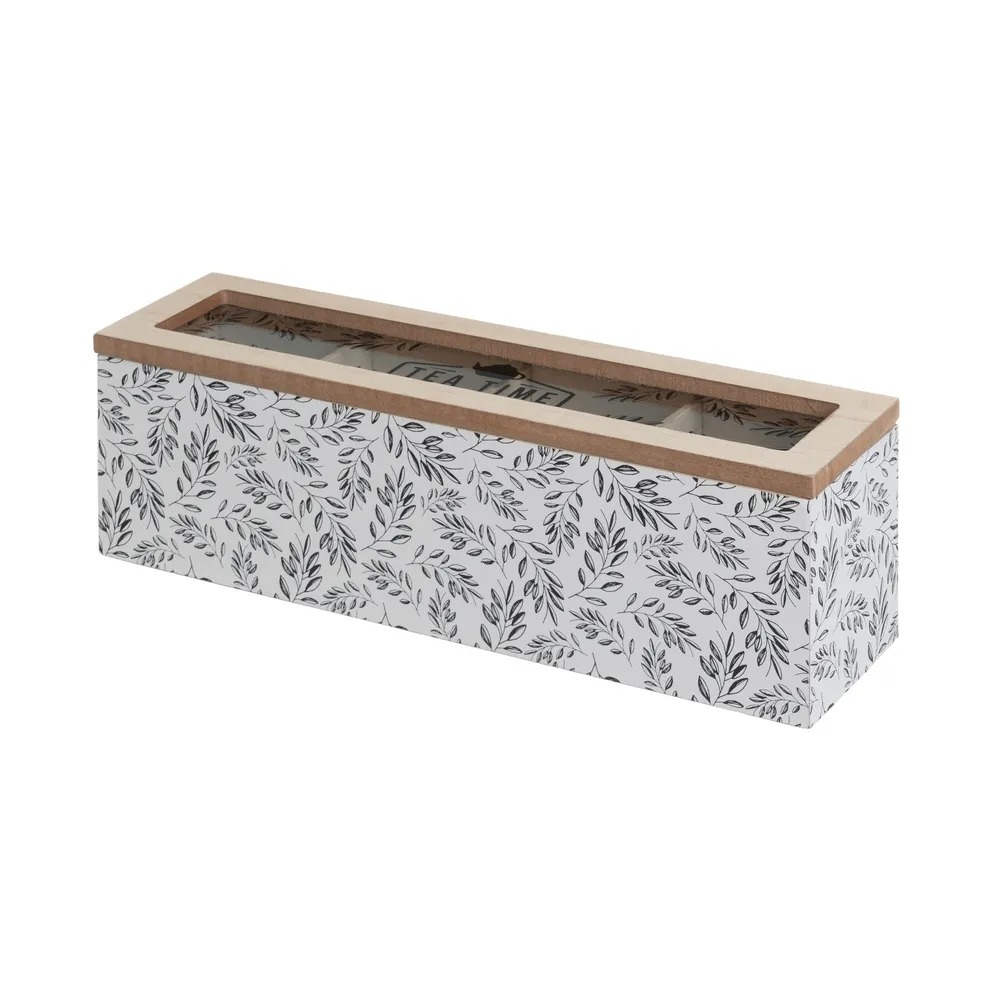 caja 4 compartimentos mdf cristal 29x8x9cm