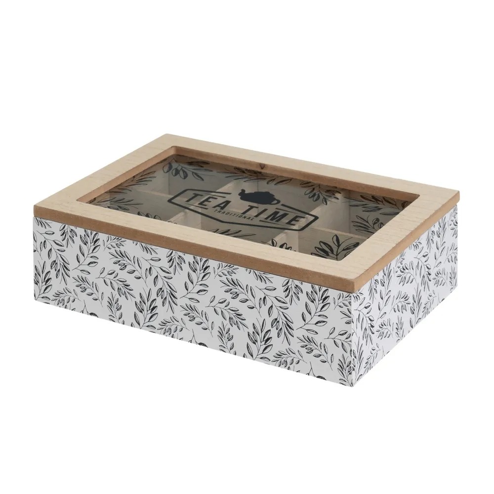caja 6 compartimentos mdf cristal 24x16x7cm