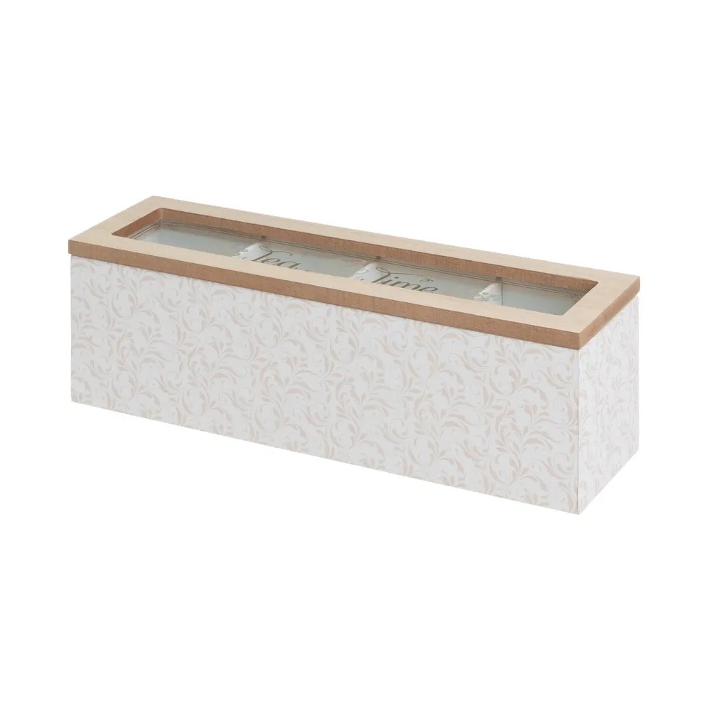 caja 4 compartimentos mdf cristal 29x8x9cm
