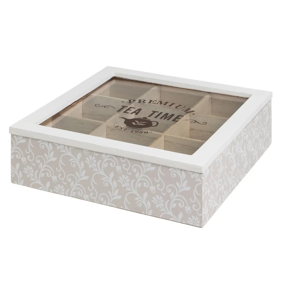 caja 9 compartimentos mdf cristal 24x24x7cm