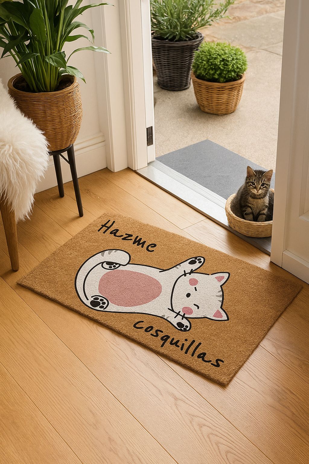 felpudo 40x70 gato cosquilla - Imagen 2