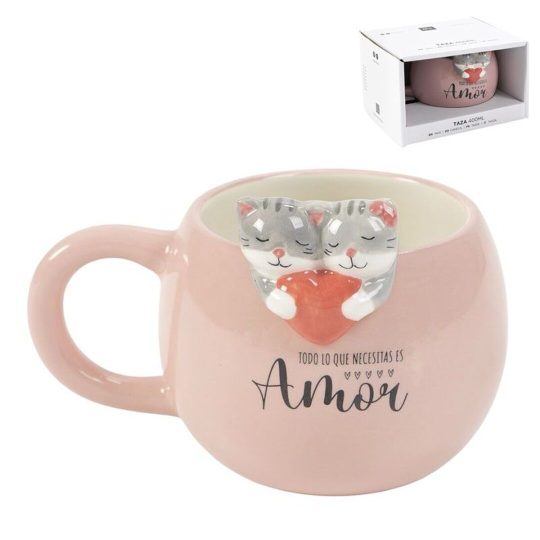 taza gatos ceramica 400ml