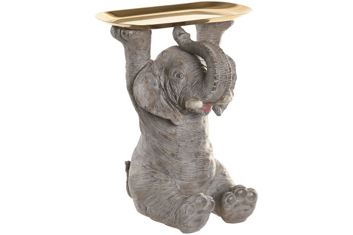 FIGURA RESINA METAL 30.5X23X34.5 ELEFANTE GRIS