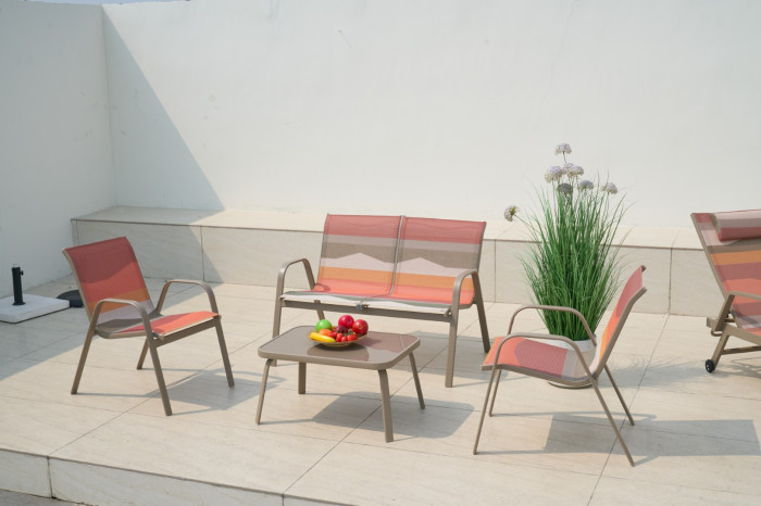 SOFA SET 4 ACERO POLIESTER 112X71X85 SUNSET