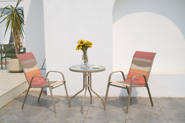 MESA SET 3 ACERO POLIESTER 60X60X70 SUNSET