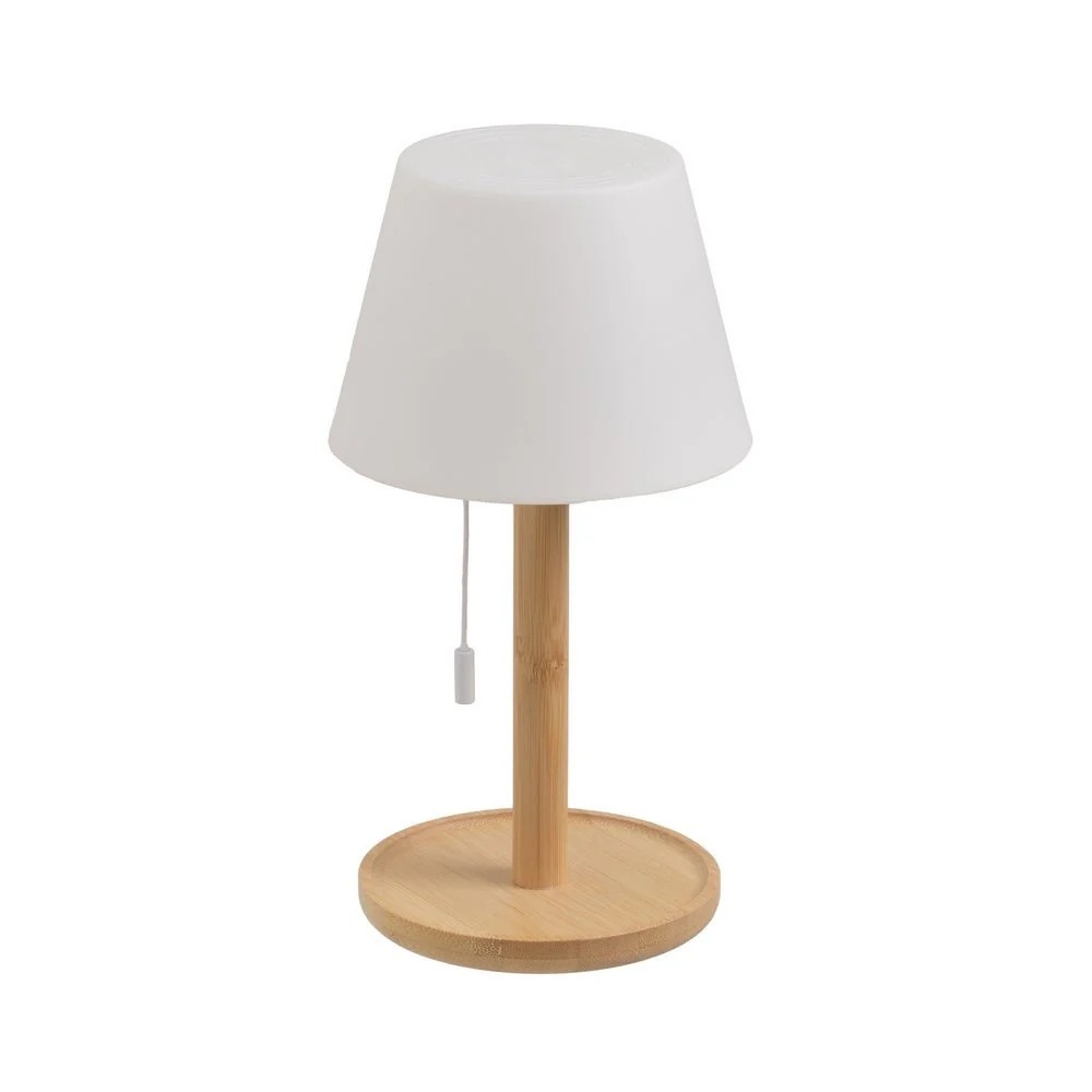 Lámpara LED de Bambú Natural 15x15x28 cm con Tres Colores