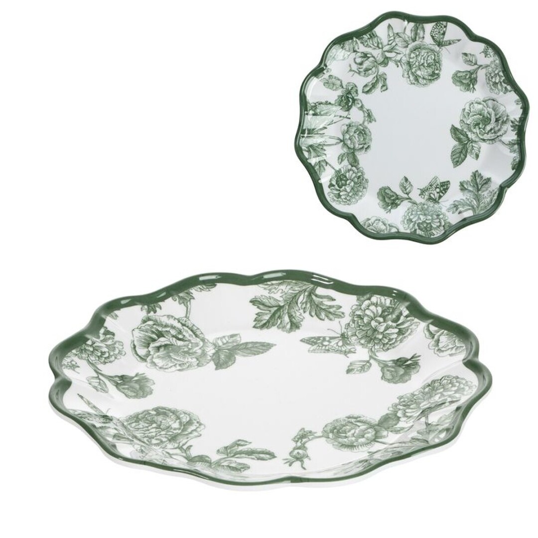 PLATO POSTRE 23CM MELAMINA 220GR FLOR VERDE