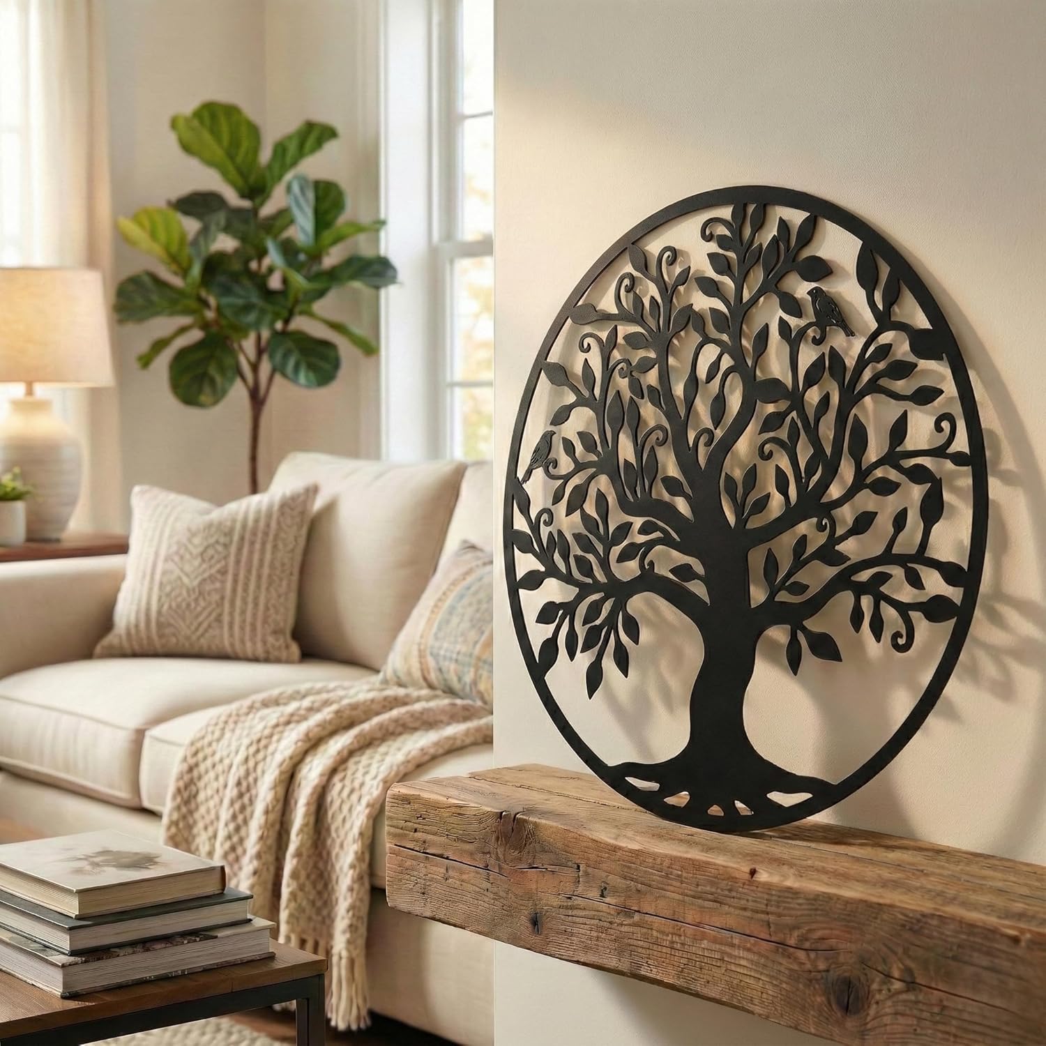 decopared led metal negro arbol vida 60x1x60cm