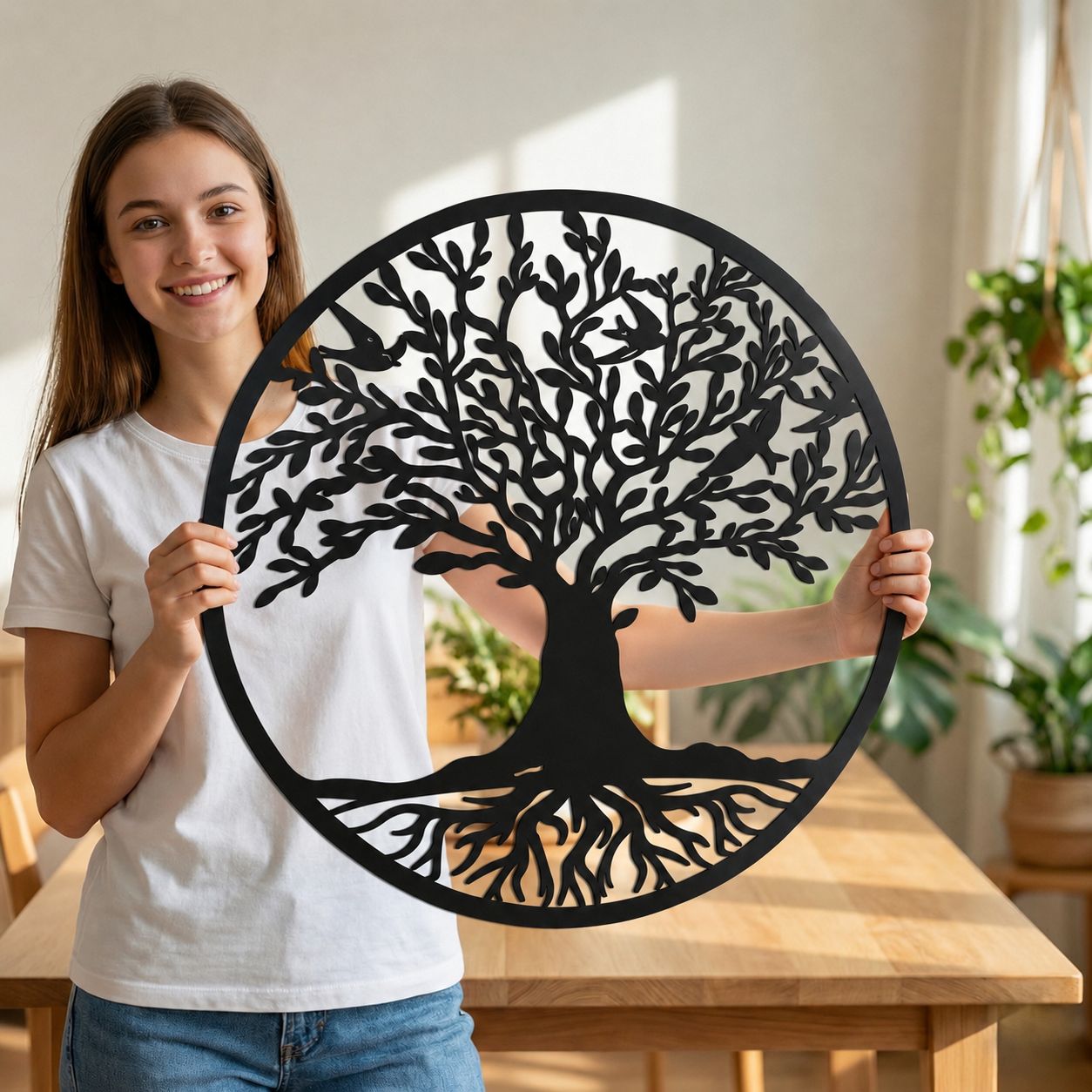decopared led metal negro arbol vida 60x1x60cm - Imagen 2