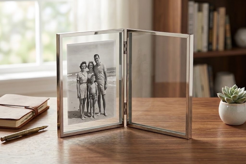 marco de foto doble de cristal i inox 13x18cm - Imagen 4