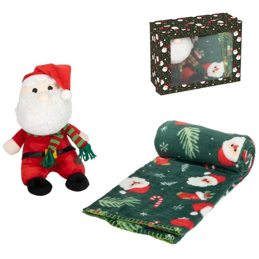 peluche con manta 90x75cm papa noel