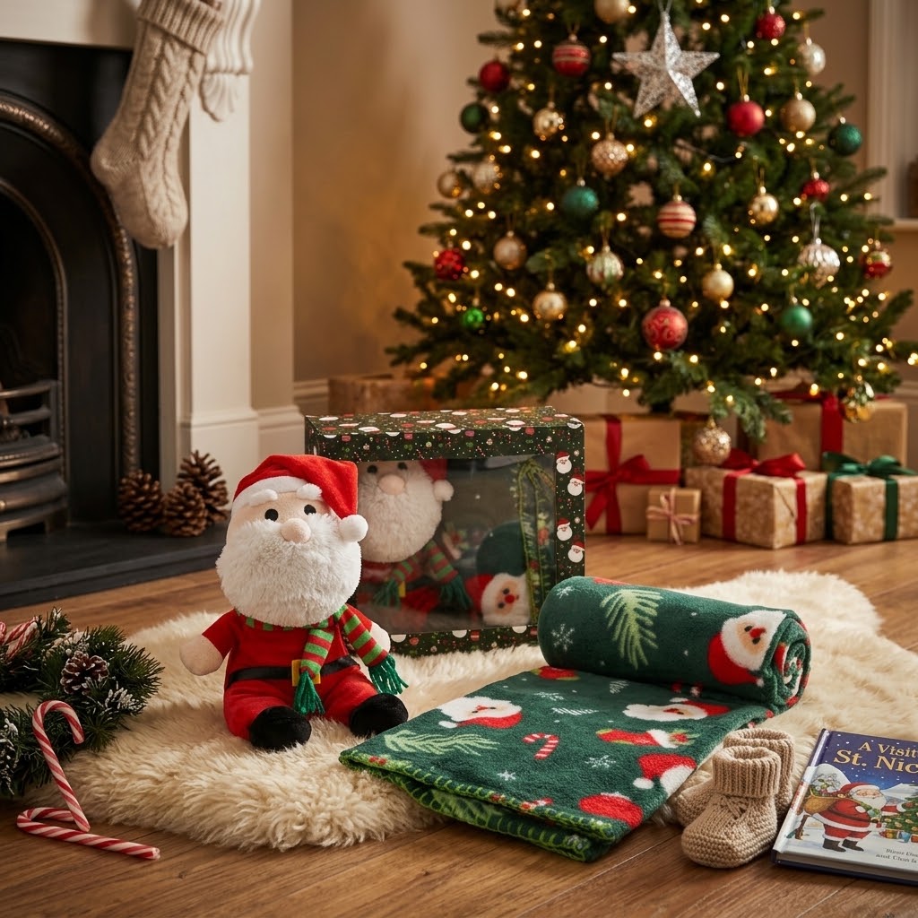peluche con manta 90x75cm papa noel - Imagen 2